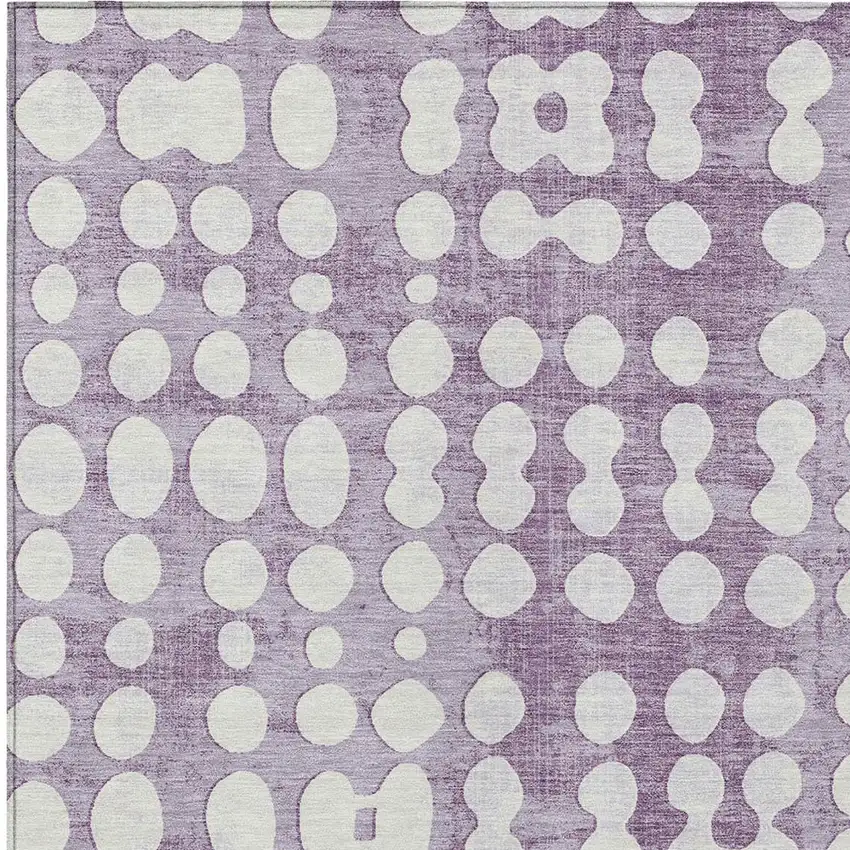 Purple And Ivory Abstract Washable Indoor Outdoor Area Rug Photo 6
