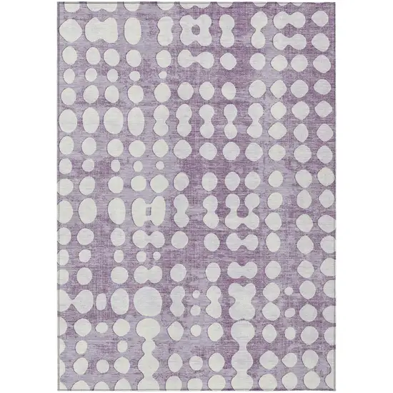 Purple And Ivory Abstract Washable Indoor Outdoor Area Rug Photo 2