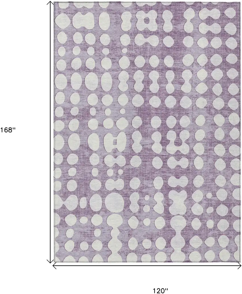 Purple And Ivory Abstract Washable Indoor Outdoor Area Rug Photo 3