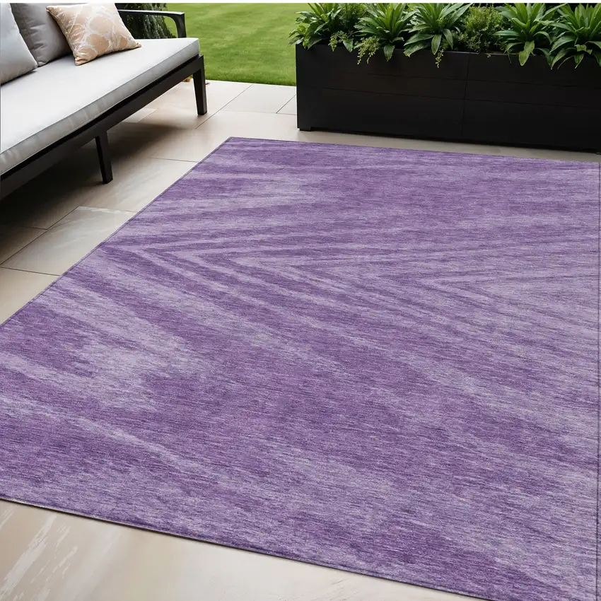 Purple And Ivory Abstract Washable Indoor Outdoor Area Rug Photo 1