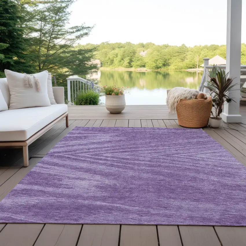 Purple And Ivory Abstract Washable Indoor Outdoor Area Rug Photo 8