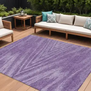 Photo of Purple And Ivory Abstract Washable Indoor Outdoor Area Rug