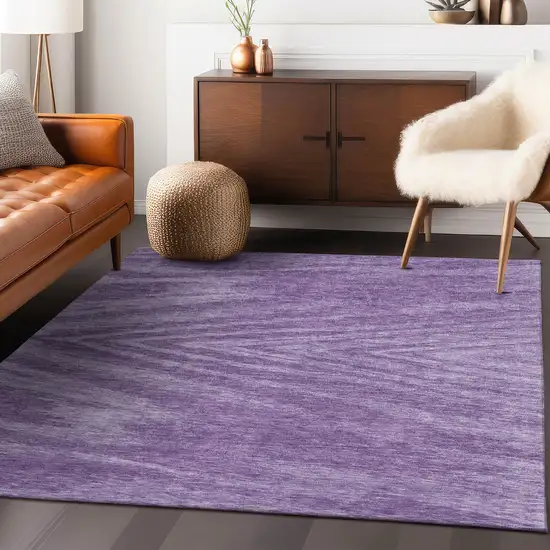 Purple And Ivory Abstract Washable Indoor Outdoor Area Rug Photo 8