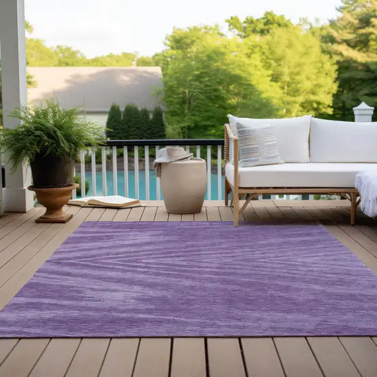 Purple And Ivory Abstract Washable Indoor Outdoor Area Rug Photo 9