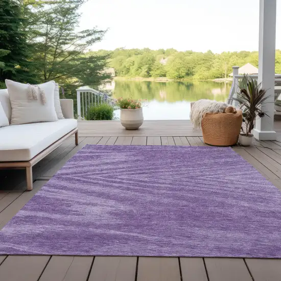 Purple And Ivory Abstract Washable Indoor Outdoor Area Rug Photo 7