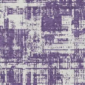 Photo of Purple And Ivory Abstract Washable Indoor Outdoor Area Rug