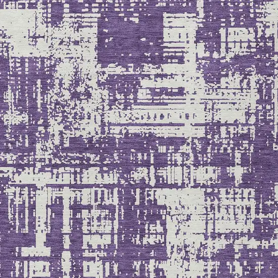 Purple And Ivory Abstract Washable Indoor Outdoor Area Rug Photo 5