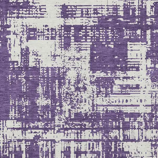 Purple And Ivory Abstract Washable Indoor Outdoor Area Rug Photo 5