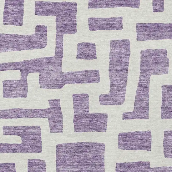 Purple And Ivory Abstract Washable Indoor Outdoor Area Rug Photo 6