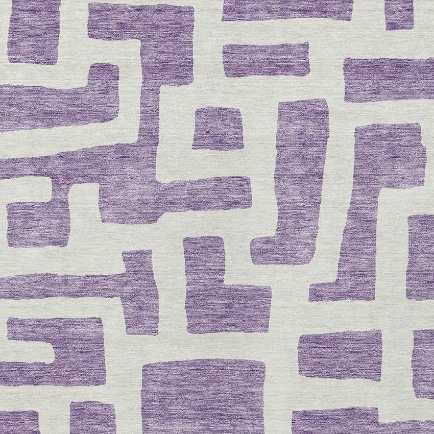 Purple And Ivory Abstract Washable Indoor Outdoor Area Rug Photo 6