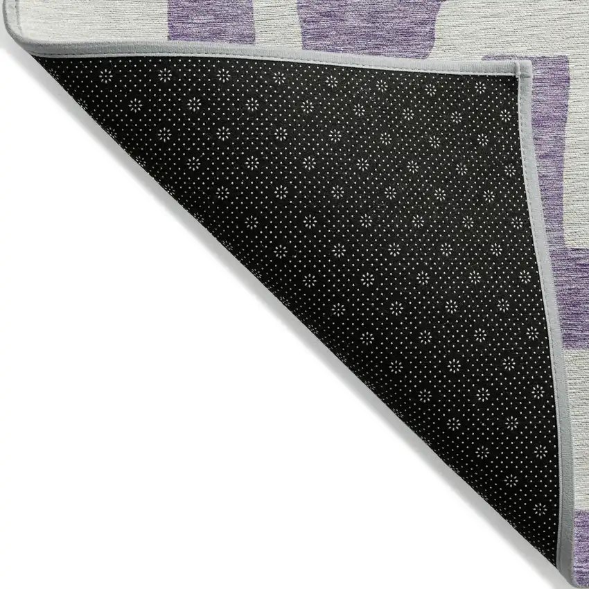 Purple And Ivory Abstract Washable Indoor Outdoor Area Rug Photo 4
