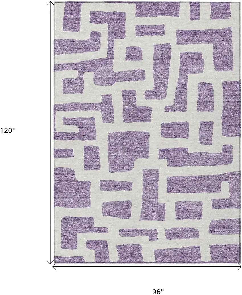 Purple And Ivory Abstract Washable Indoor Outdoor Area Rug Photo 3
