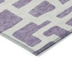 Photo of Purple And Ivory Abstract Washable Indoor Outdoor Area Rug