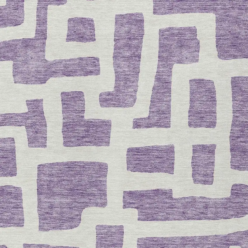 Purple And Ivory Abstract Washable Indoor Outdoor Area Rug Photo 6
