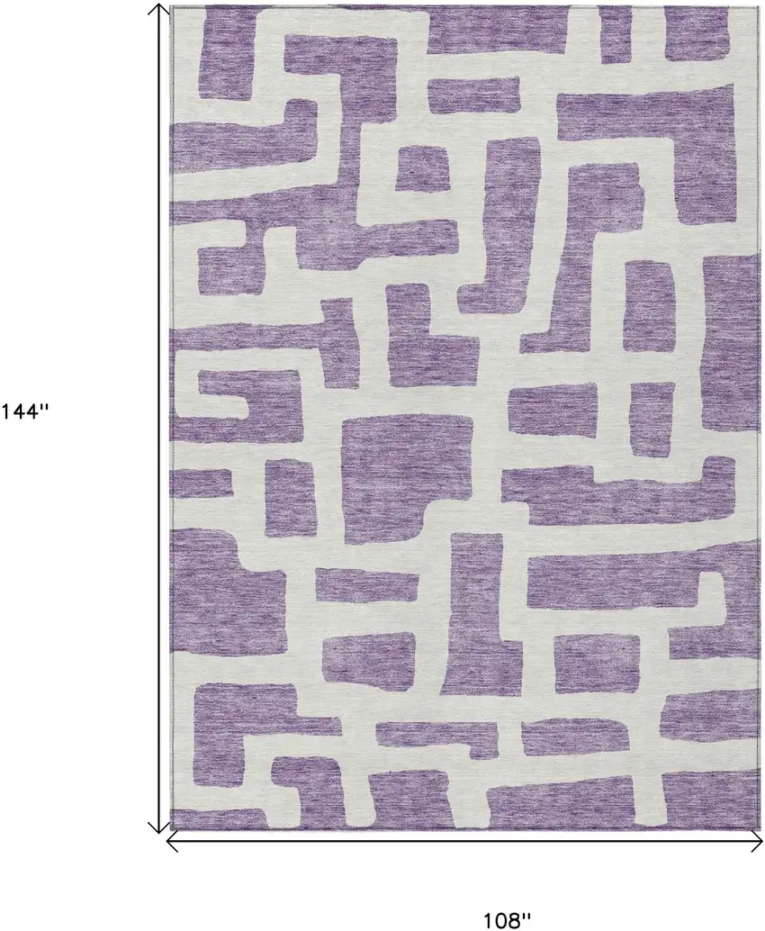 Purple And Ivory Abstract Washable Indoor Outdoor Area Rug Photo 3