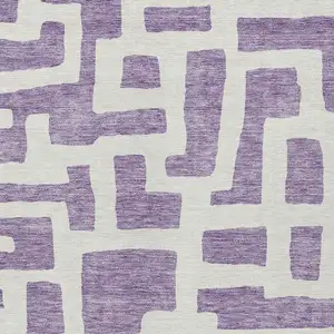 Photo of Purple And Ivory Abstract Washable Indoor Outdoor Area Rug