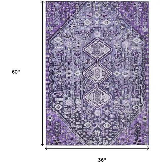 Purple And Ivory Aztec Washable Indoor Outdoor Area Rug Photo 9