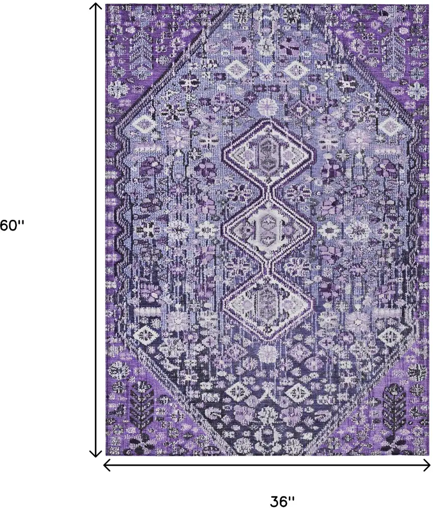 Purple And Ivory Aztec Washable Indoor Outdoor Area Rug Photo 9