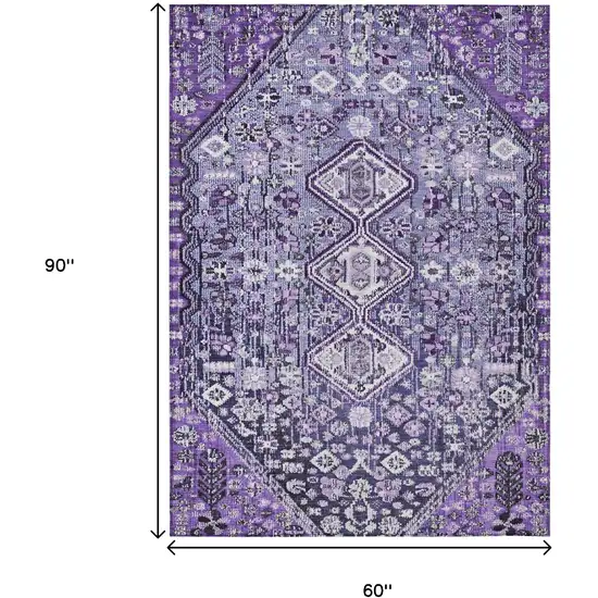 Purple And Ivory Aztec Washable Indoor Outdoor Area Rug Photo 9