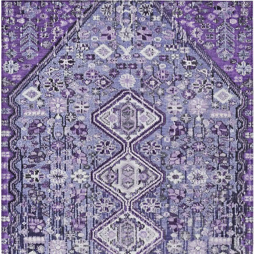 Purple And Ivory Aztec Washable Indoor Outdoor Area Rug Photo 6