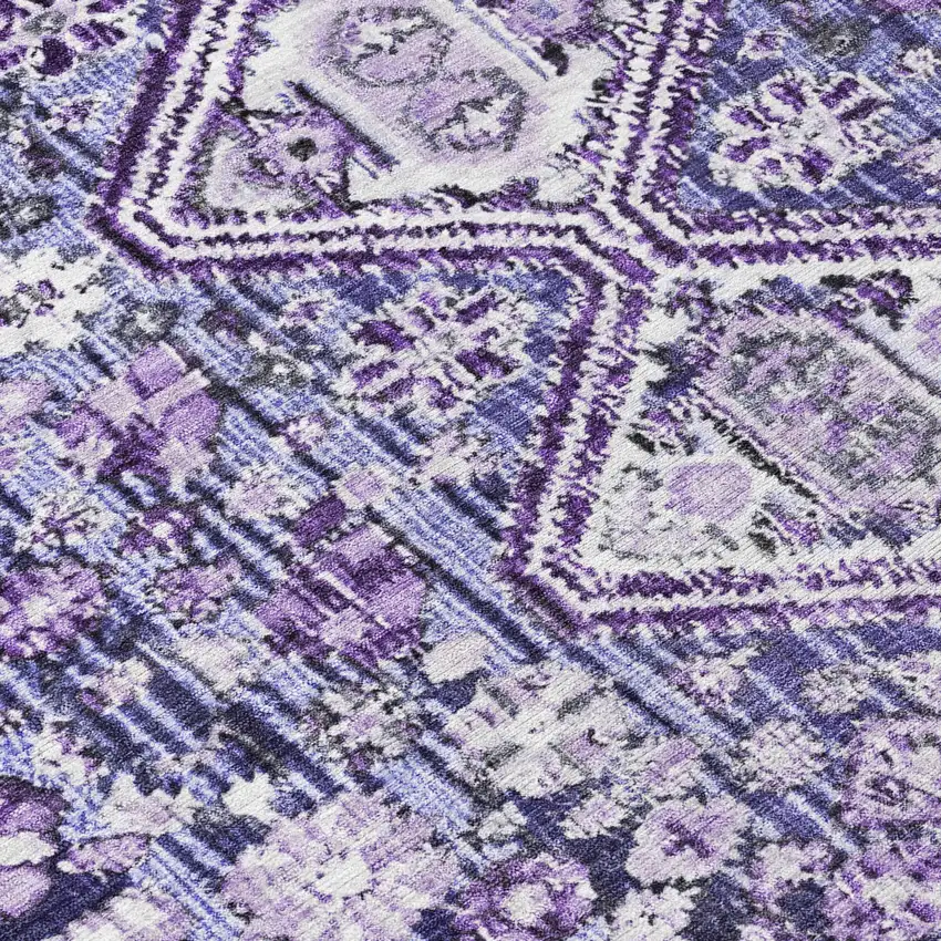 Purple And Ivory Aztec Washable Indoor Outdoor Area Rug Photo 8