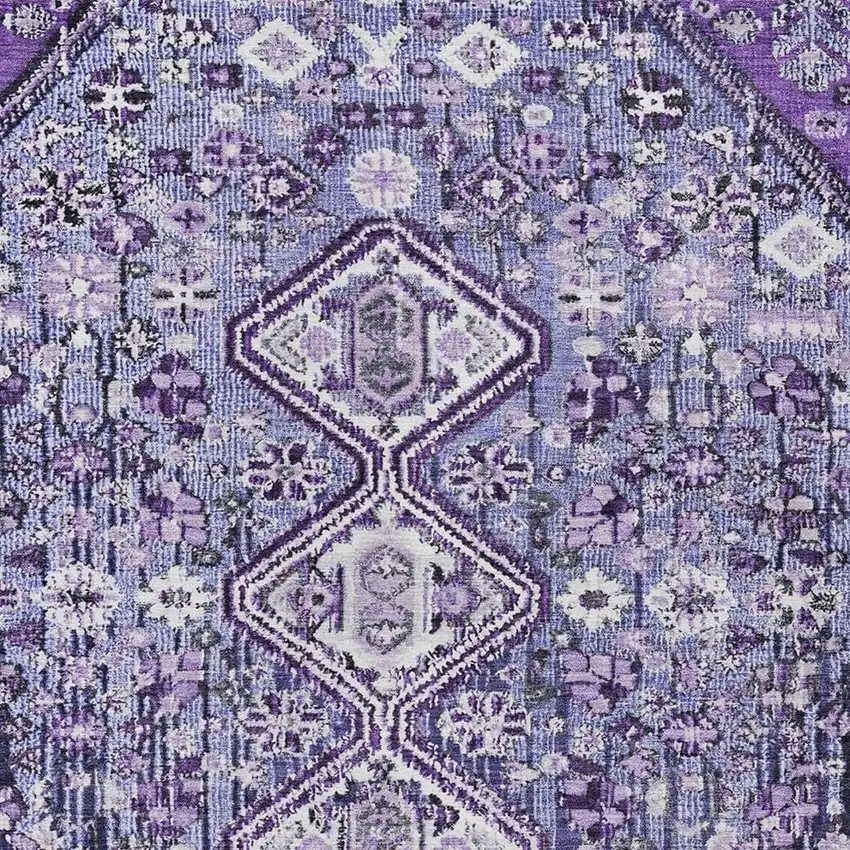 Purple And Ivory Aztec Washable Indoor Outdoor Area Rug Photo 4
