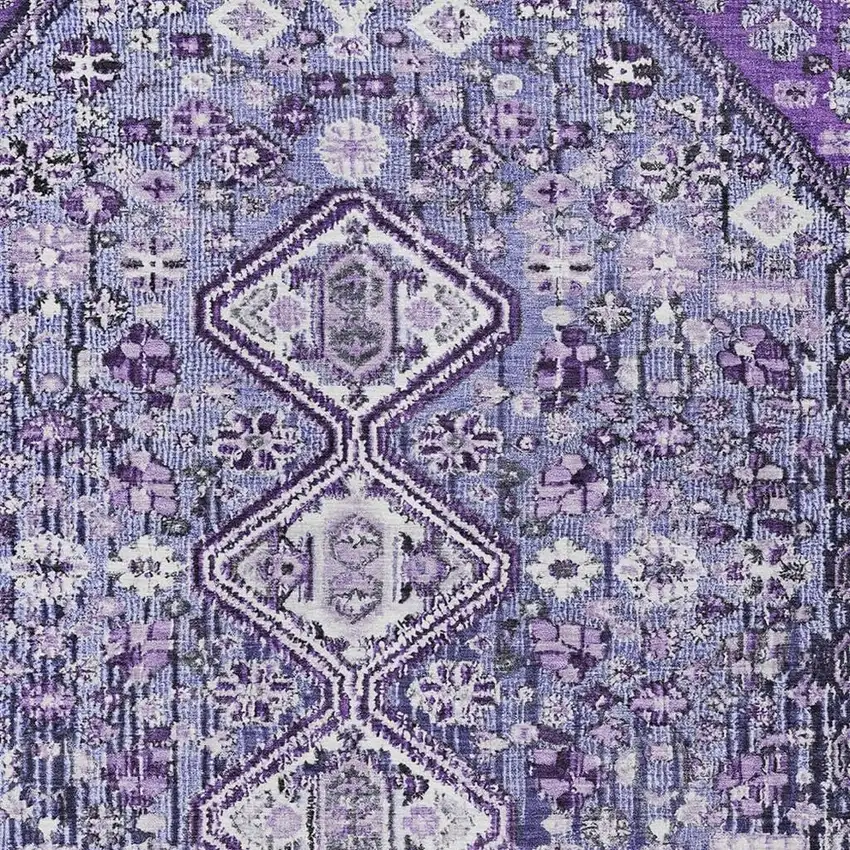 Purple And Ivory Aztec Washable Indoor Outdoor Area Rug Photo 4