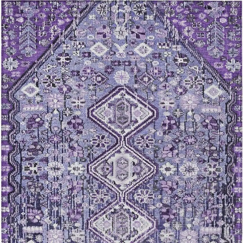 Purple And Ivory Aztec Washable Indoor Outdoor Area Rug Photo 4