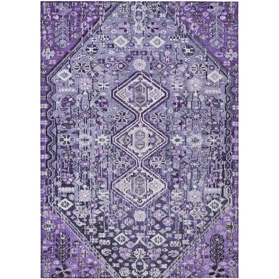 Purple And Ivory Aztec Washable Indoor Outdoor Area Rug Photo 1