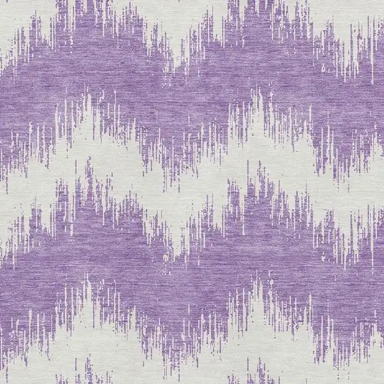 Purple And Ivory Chevron Washable Area Rug With UV Protection Photo 3