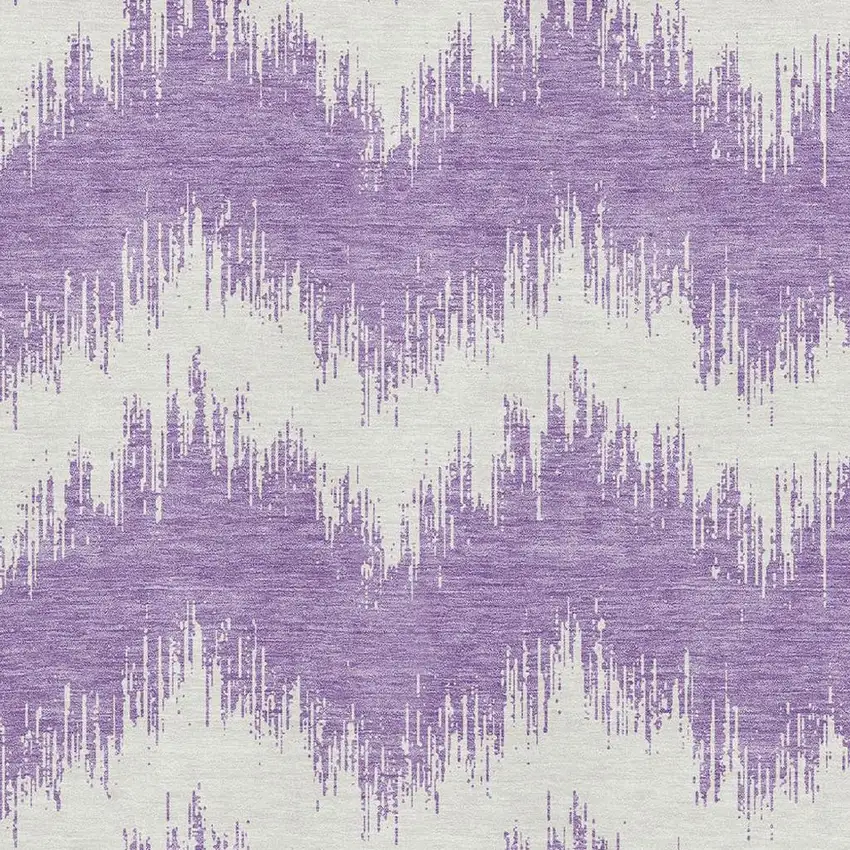 Purple And Ivory Chevron Washable Area Rug With UV Protection Photo 3