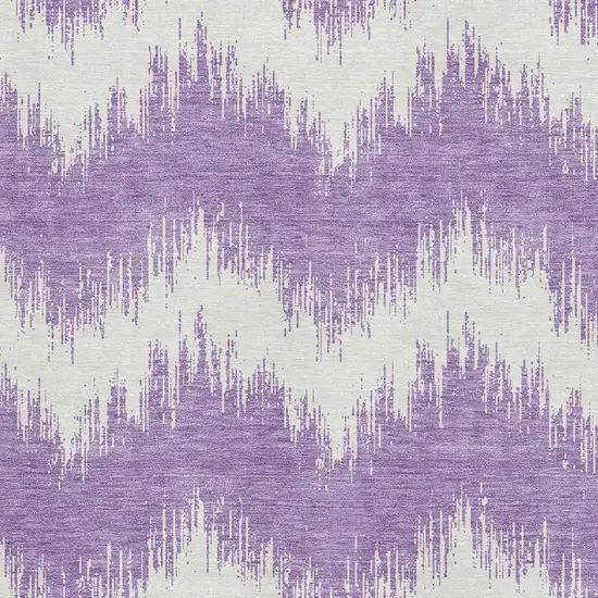 Purple And Ivory Chevron Washable Area Rug With UV Protection Photo 3