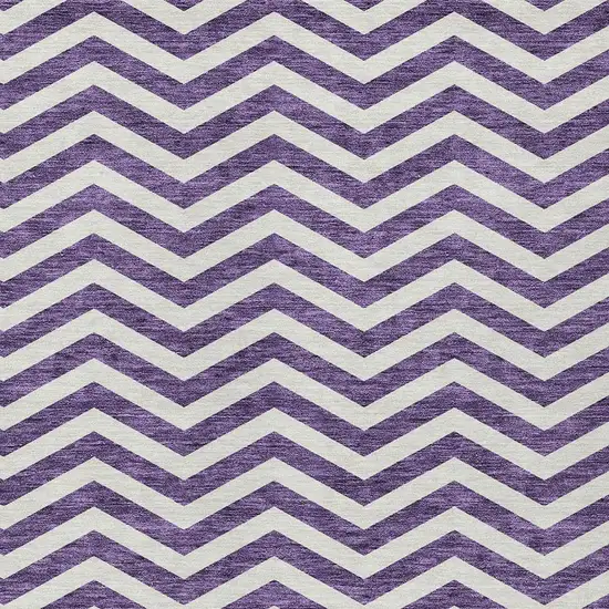 Purple And Ivory Chevron Washable Indoor Outdoor Area Rug Photo 6