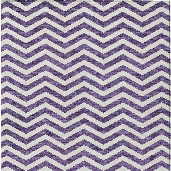 Purple And Ivory Chevron Washable Indoor Outdoor Area Rug Photo 8
