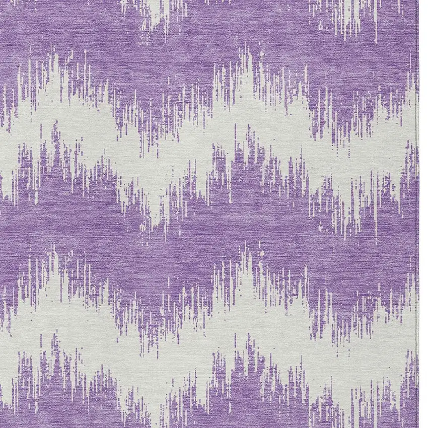 Purple And Ivory Chevron Washable Indoor Outdoor Area Rug Photo 5