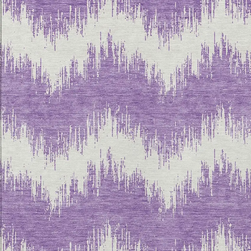Purple And Ivory Chevron Washable Indoor Outdoor Area Rug Photo 5