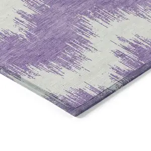 Photo of Purple And Ivory Chevron Washable Indoor Outdoor Area Rug