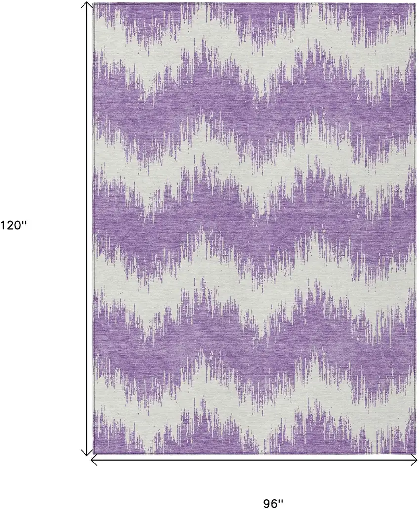 Purple And Ivory Chevron Washable Indoor Outdoor Area Rug Photo 3