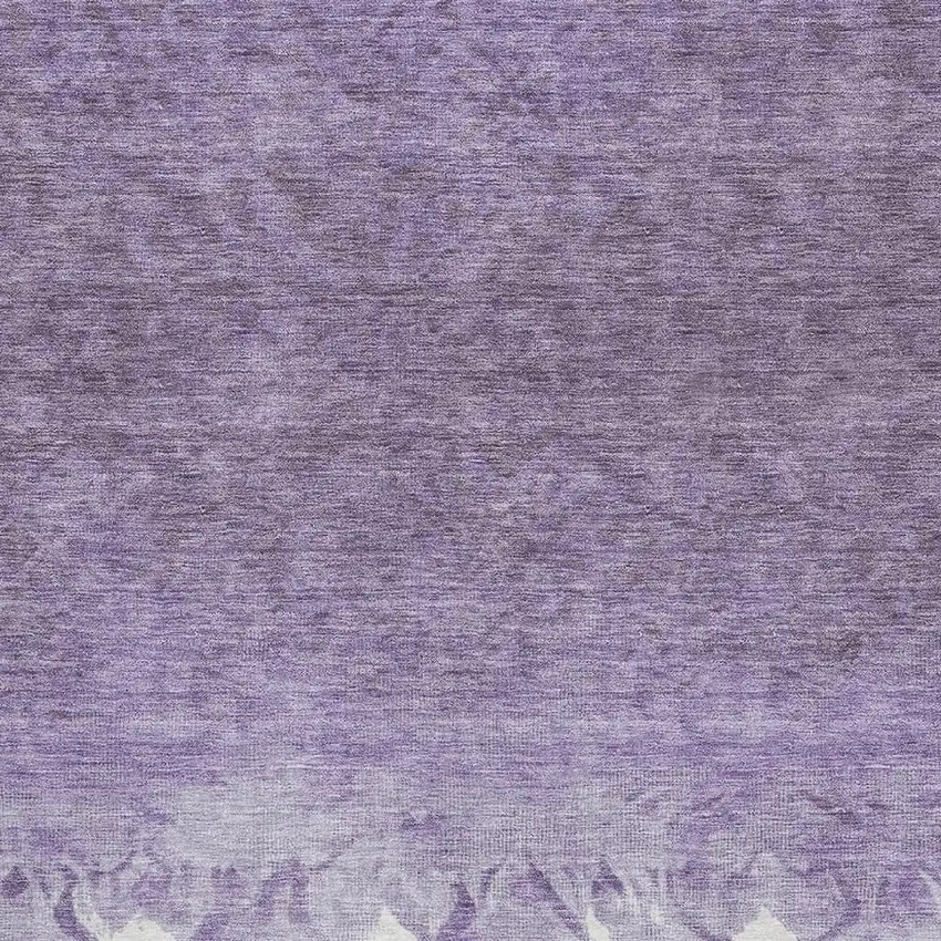 Purple And Ivory Damask Washable Area Rug With UV Protection Photo 3