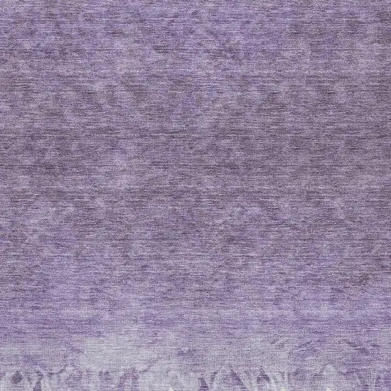 Purple And Ivory Damask Washable Area Rug With UV Protection Photo 3