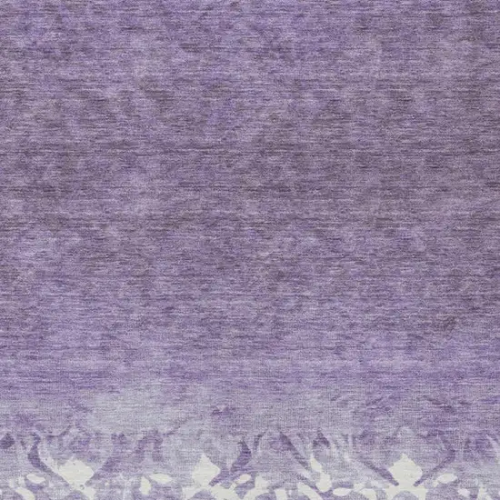 Purple And Ivory Damask Washable Indoor Outdoor Area Rug Photo 6