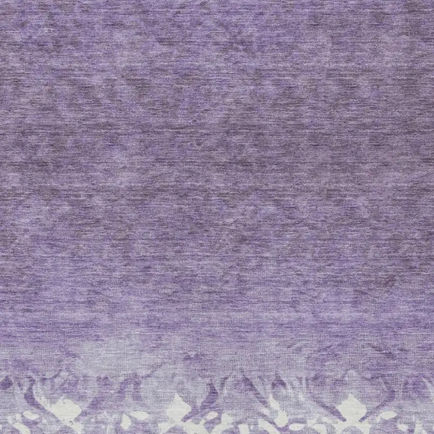 Purple And Ivory Damask Washable Indoor Outdoor Area Rug Photo 6