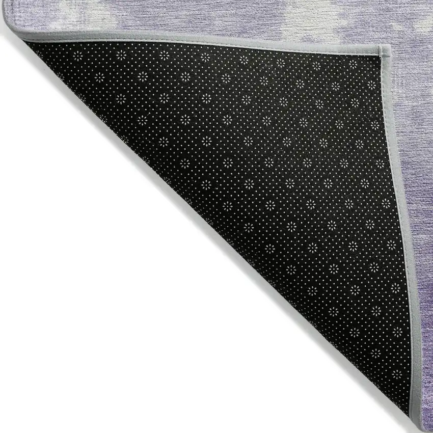 Purple And Ivory Damask Washable Indoor Outdoor Area Rug Photo 7