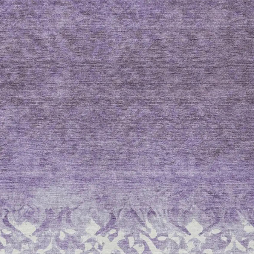 Purple And Ivory Damask Washable Indoor Outdoor Area Rug Photo 6