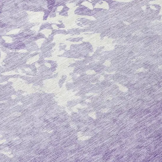 Purple And Ivory Damask Washable Indoor Outdoor Area Rug Photo 8