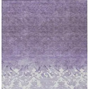 Photo of Purple And Ivory Damask Washable Indoor Outdoor Area Rug