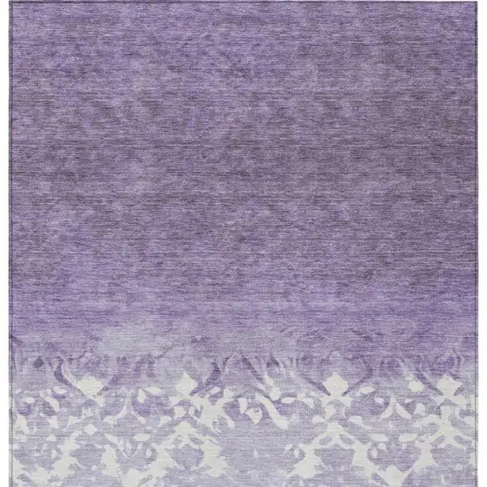Purple And Ivory Damask Washable Indoor Outdoor Area Rug Photo 1