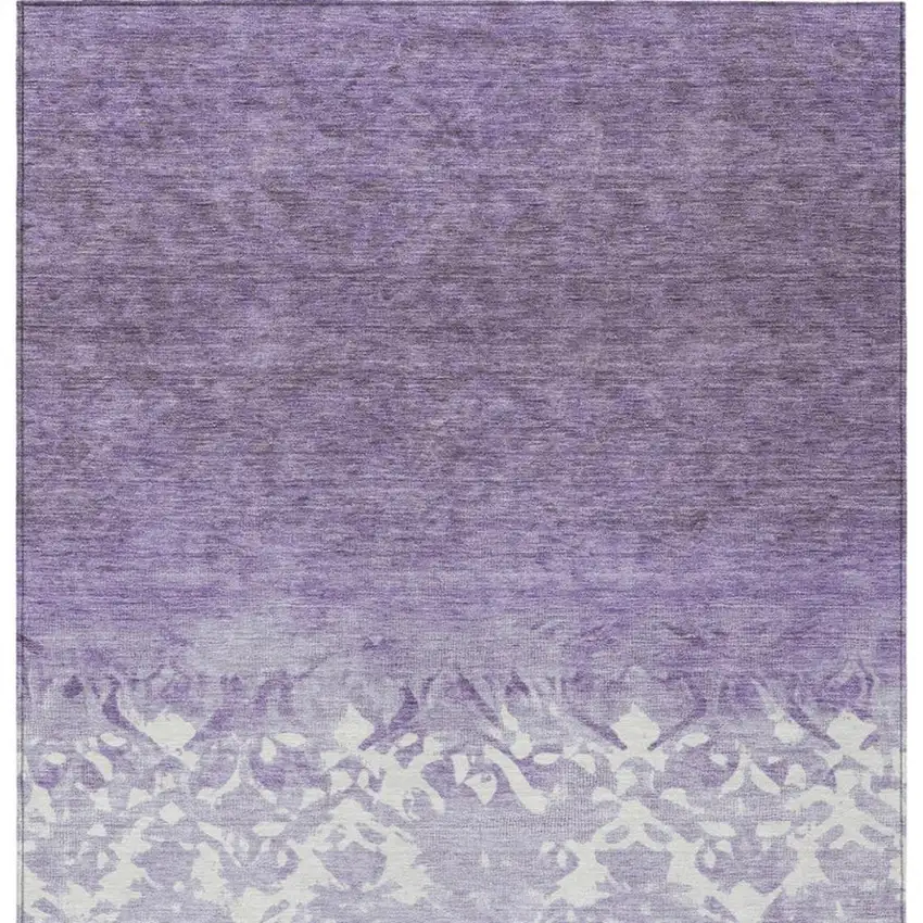 Purple And Ivory Damask Washable Indoor Outdoor Area Rug Photo 1