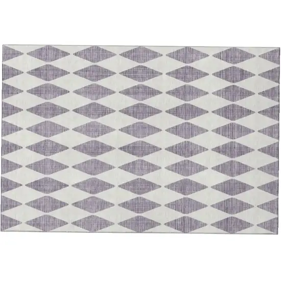 Purple And Ivory Diamond Washable Area Rug With UV Protection Photo 2