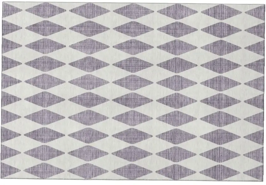 Purple And Ivory Diamond Washable Area Rug With UV Protection Photo 2